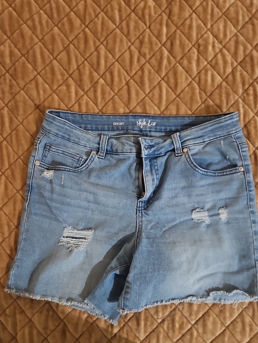 Style & Co. Light Blue Distressed Denim Cutoff Shorts